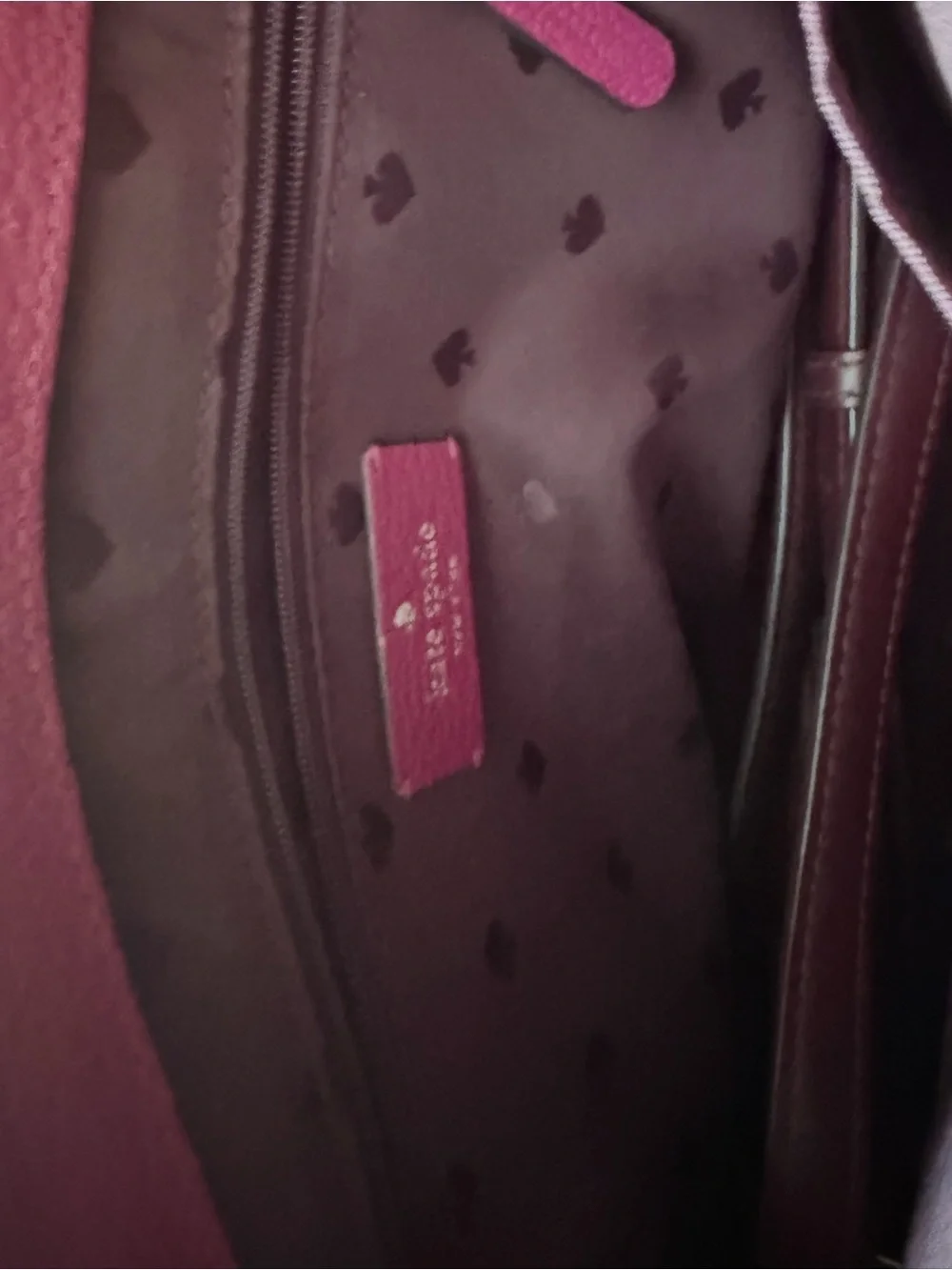 kate spade Magenta Leather Satchel with Burgundy Handles